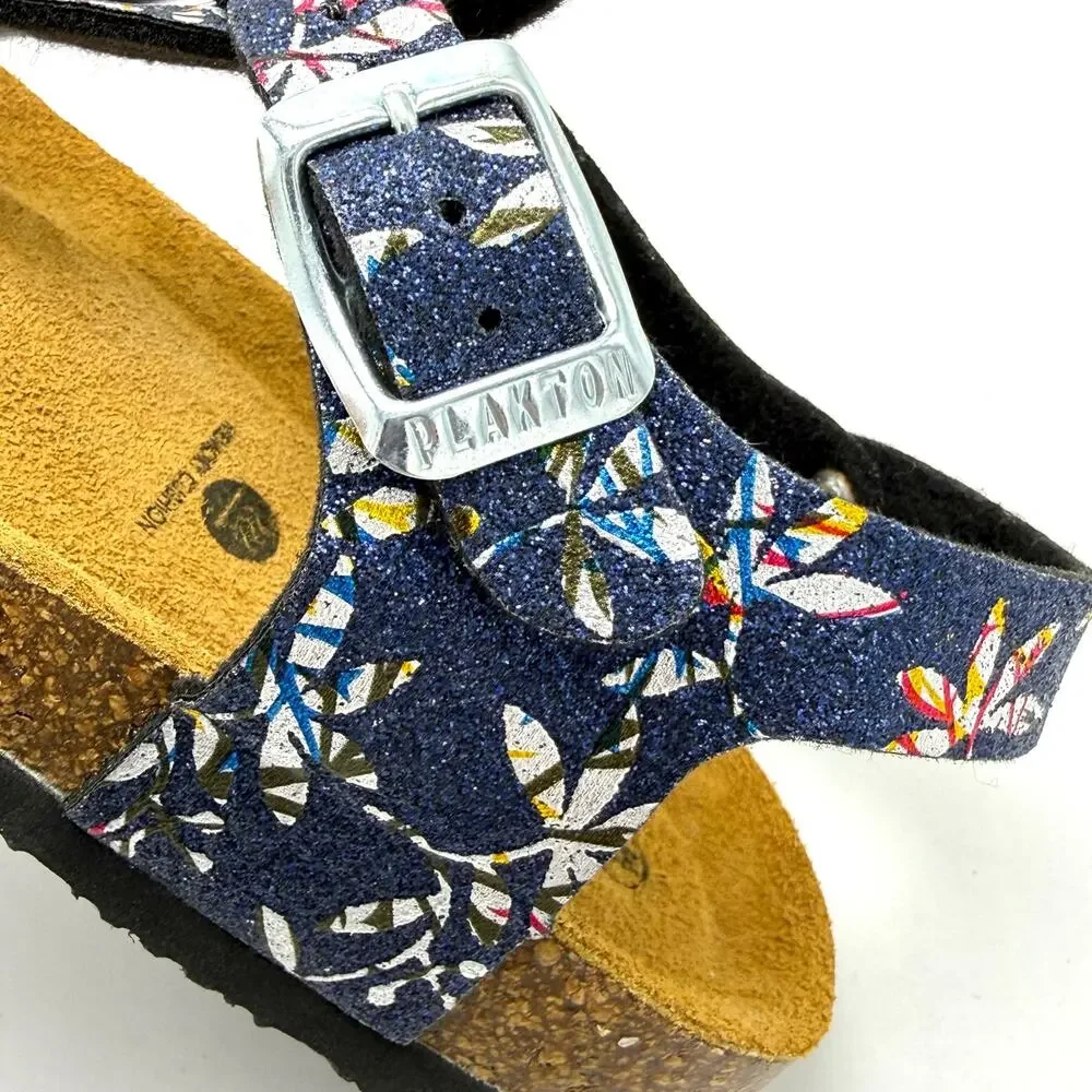 Plakton Girls Gladiator Sandals US 1-2 Child EU 32 Blue Floral Glitter Spain